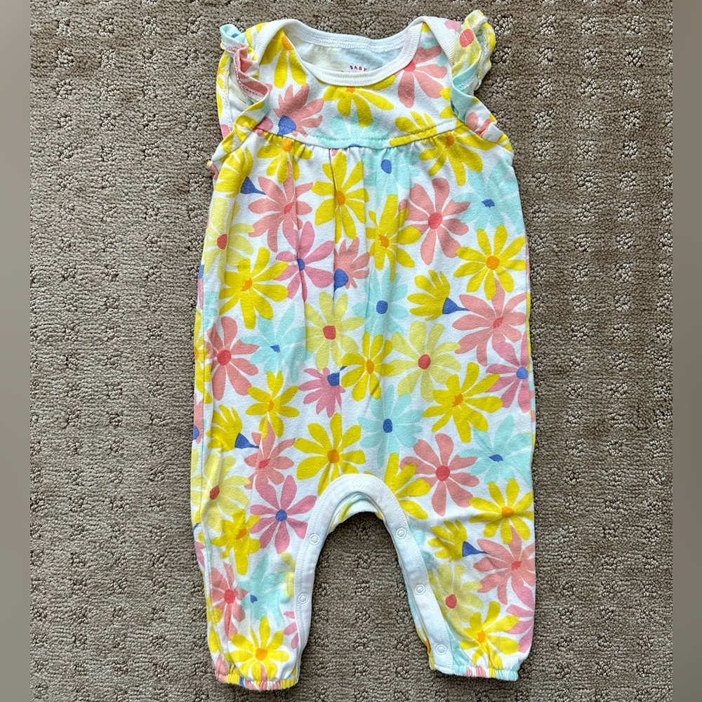 Cat & Jack White Floral One-Piece Bodysuit with Yellow and Pink Flowers